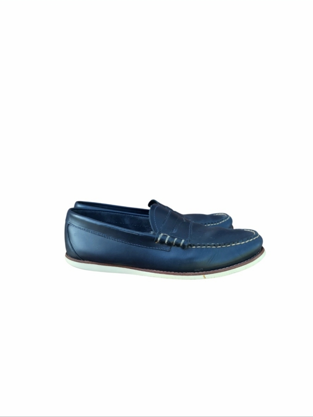 Bass Weejuns Navy Blue Leather Slip On Boat Penny Loafer Casual Shoe Men 10 GH - Picture 11 of 11